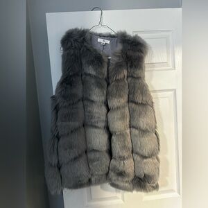 Missguided Gray Faux Fur Vest